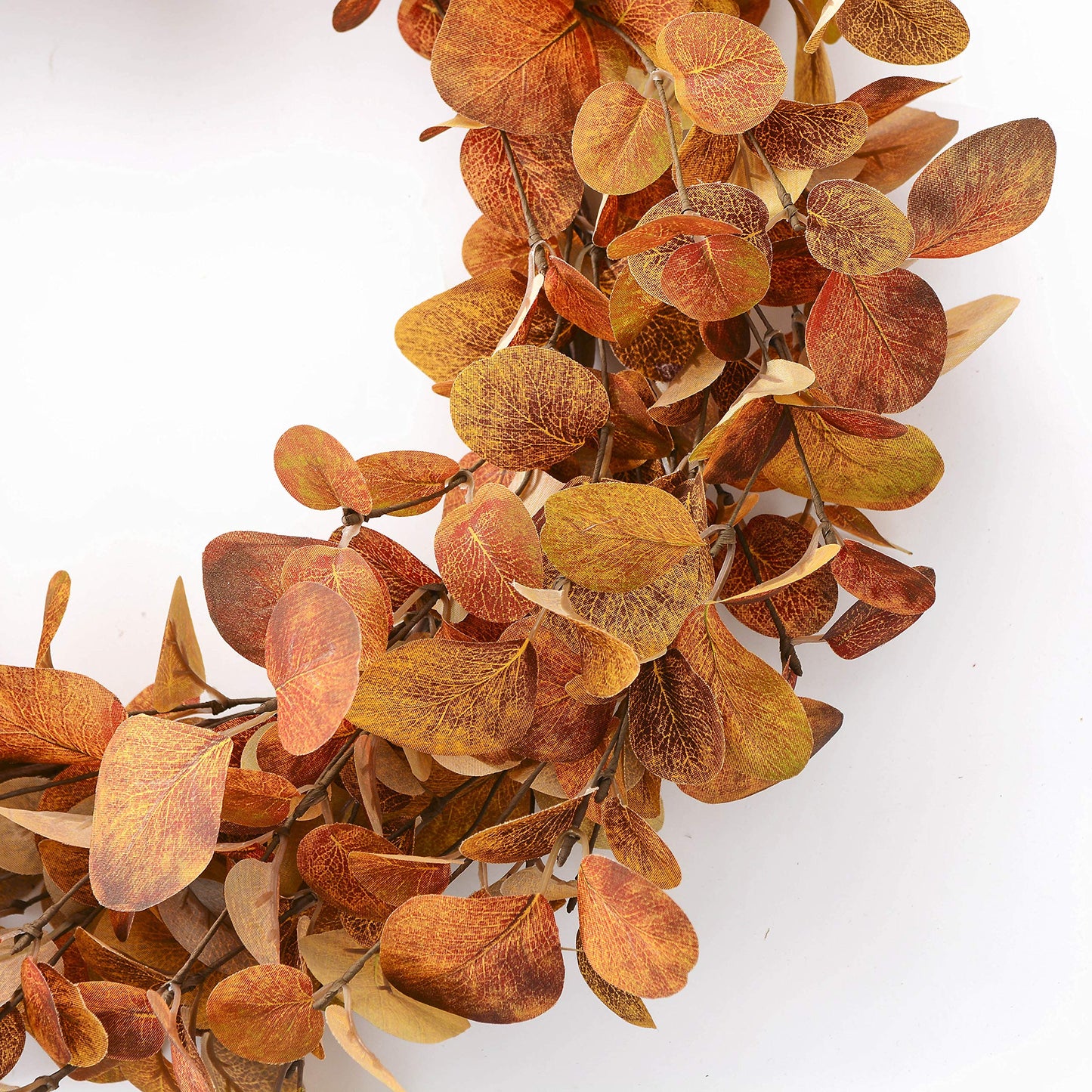 YNYLCHMX 18" Fall Wreaths for Front Door, Artificial Autumn Wreath, Fall Door Wreath with Golden Eucalyptus Leaves for Home Porch Window Wall Farmhouse Decor, Indoor Outdoor, Holiday Decor