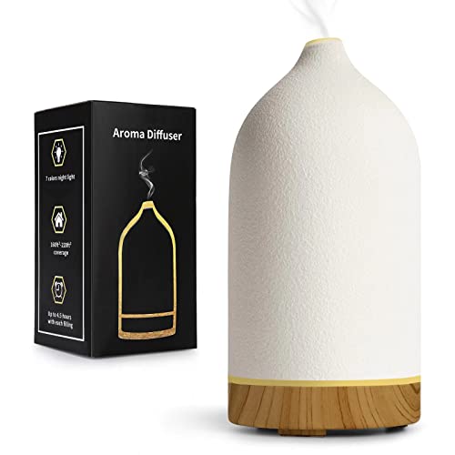 BOXING Essential Oil Diffuser, 3 in 1 Aromatherapy Diffusers for Home Large Room, 7 Color of Night Lights and Quiet for Bedroom, Fragrant Scent & Ceramic Gift, Auto Shut-Off, 100ML, White