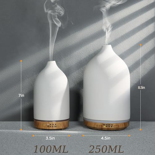 BOXING Essential Oil Diffuser, 3 in 1 Aromatherapy Diffusers for Home Large Room, 7 Color of Night Lights and Quiet for Bedroom, Fragrant Scent & Ceramic Gift, Auto Shut-Off, 100ML, White