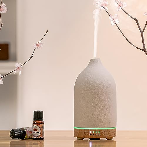 BOXING Essential Oil Diffuser, 3 in 1 Aromatherapy Diffusers for Home Large Room, 7 Color of Night Lights and Quiet for Bedroom, Fragrant Scent & Ceramic Gift, Auto Shut-Off, 100ML, White