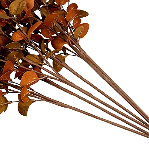 VGIA 6 Pcs Fall Eucalyptus Leaves Artificial Eucalyptus Stems Fall Leaf Spray Autumn Leaves Fall Decorations for Home Floral Arrangement