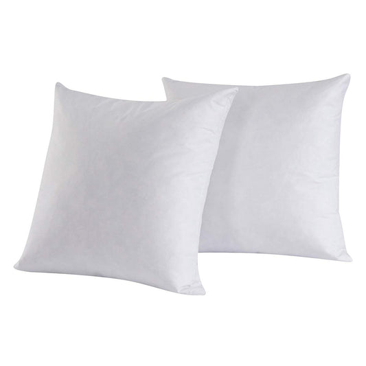 HOMESJUN Set of 2, Feather and Down Square Decorative Throw Pillow Insert, 100percent Cotton,White,20x20