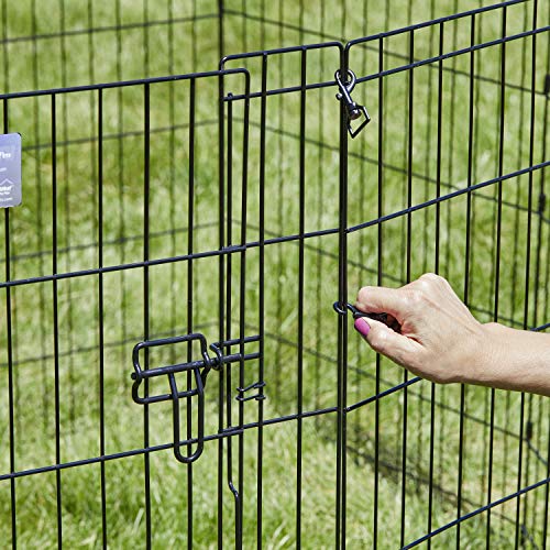 MidWest Homes for Pets Foldable Metal Dog Exercise Pen / Pet Playpen, Black w/ door, 24'W x 24'H