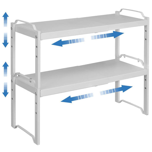 2 Pack Kitchen Cabinet Organizer Shelf, Stackable Expandable Shelves Organizers For Kitchen Cabinet Countertop Storage, Adjustable Counter Cupboard Pantry Organizer Shelf Rack Stand, Length:20.5