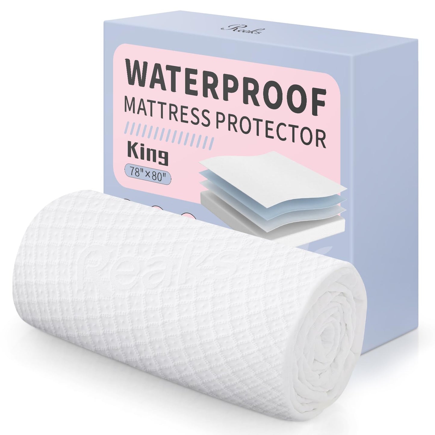 King Size Waterproof Mattress Protector Rayon from Bamboo Cooling Fitted Mattress Pad Cover with Deep Pocket Up to 18''