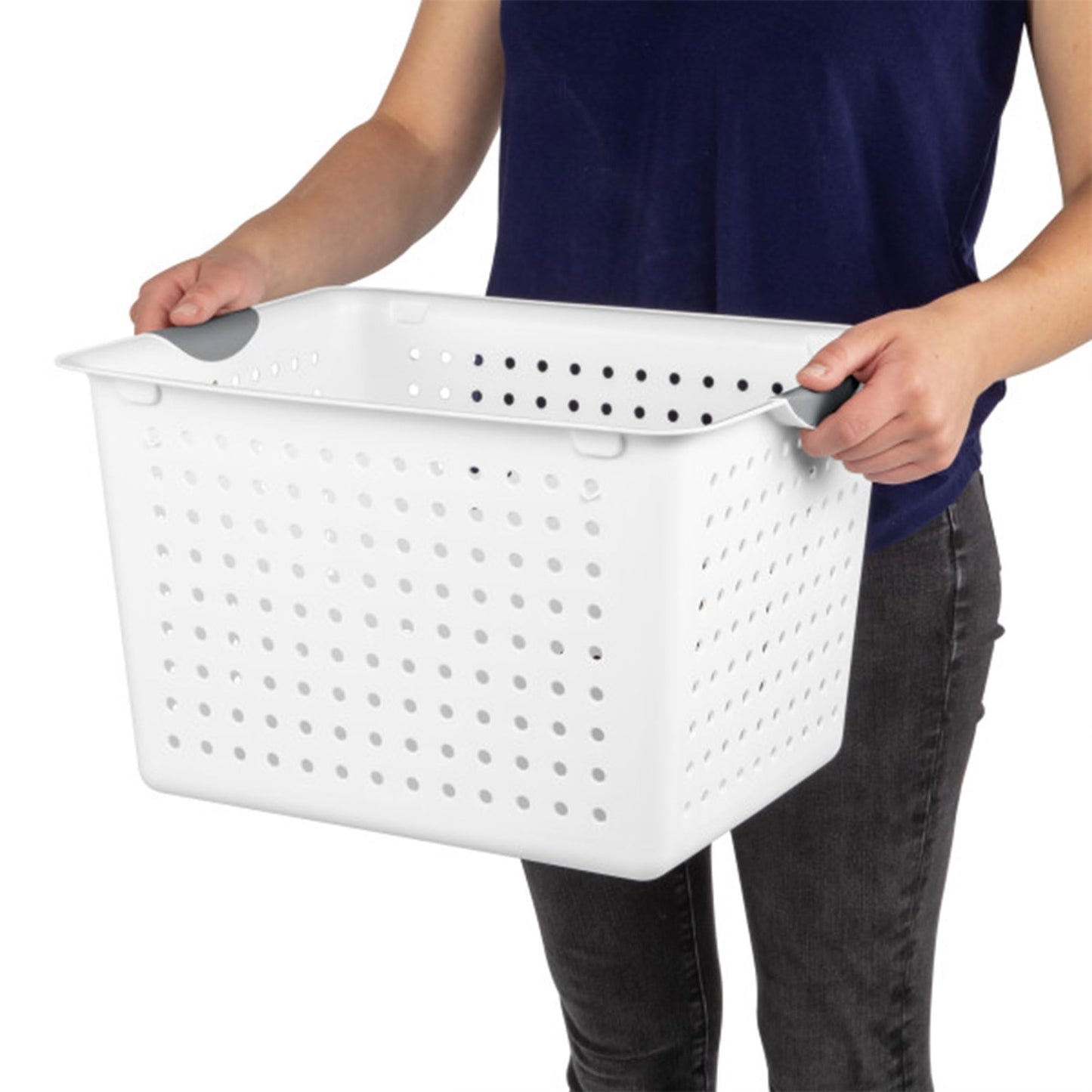 Sterilite Deep Ultra Basket, Open Storage Bin to Organize Closets, Cabinets, Pantry, Shelving and Countertop Space, White, 6-Pack