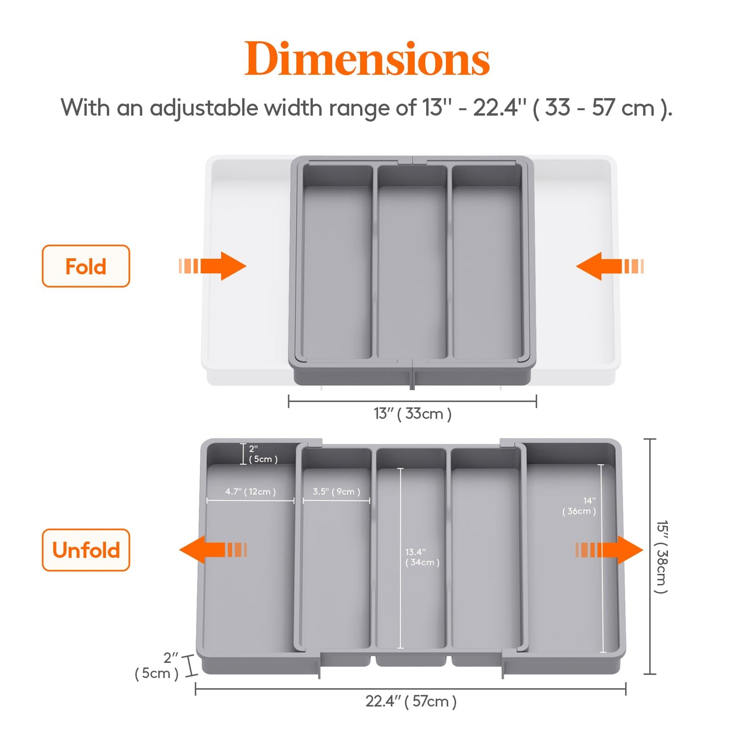 Lifewit Utensil Organizer for Kitchen Drawers, Expandable Cooking Utensil Tray, Adjustable Cutlery Silverware Flatware Holder, Plastic Kitchen Spatula Tools and Gadgets Storage Divider, Large, Gray