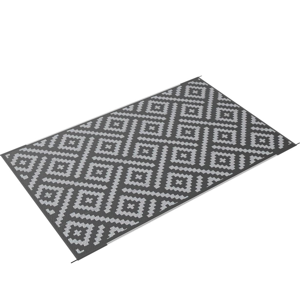 GENIMO Outdoor Rug for Patio Clearance,5'x8' Waterproof Mat,Reversible Plastic Camping Rugs,Rv,Porch,Deck,Camper,Balcony,Backyard,Black & Gray