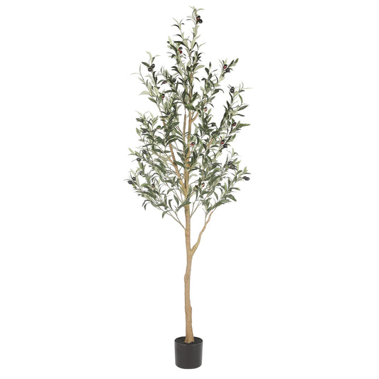 Realead 6ft Artificial Olive Tree, Tall Faux Olive Tree Plants, Fake Potted Olive Silk Tree with Branches and Fruits, Artificial Trees for Modern Home Office Living Room Floor Decor Indoor (72in)