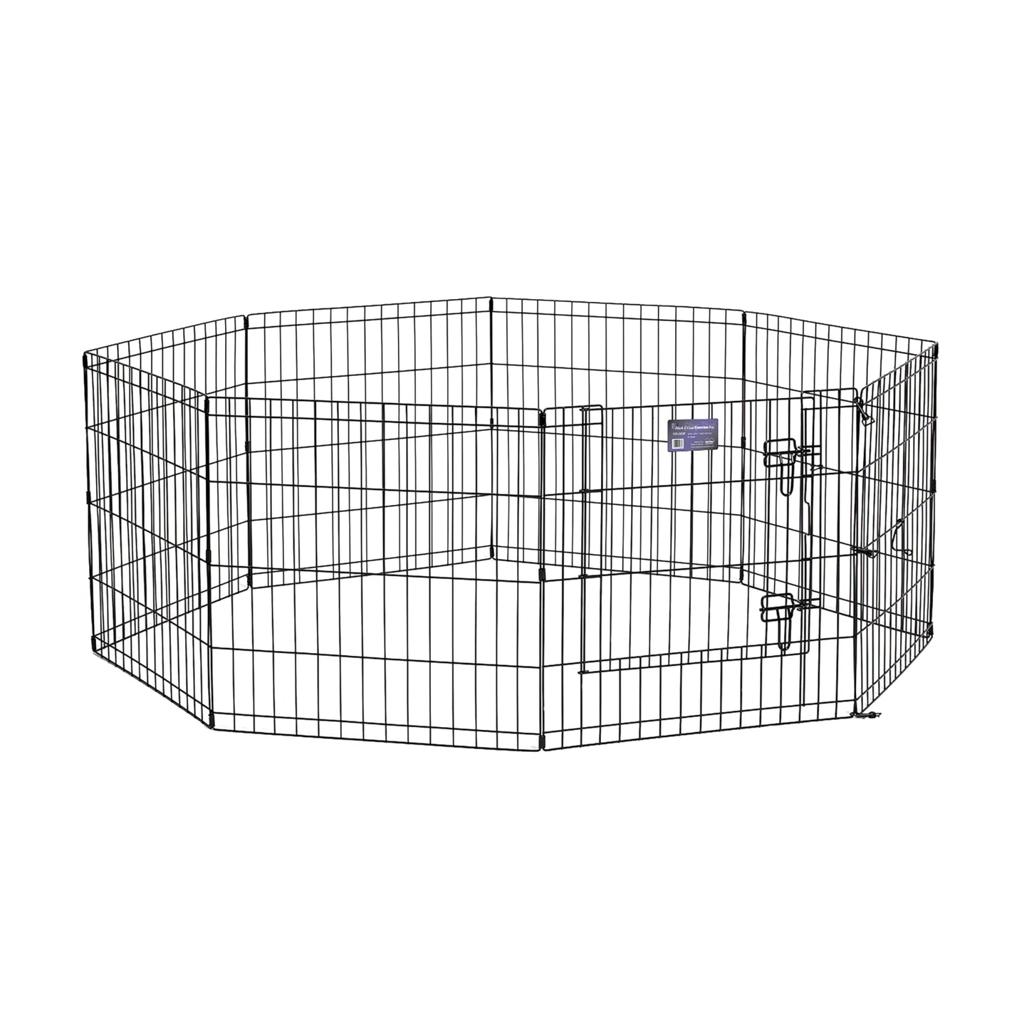 MidWest Homes for Pets Foldable Metal Dog Exercise Pen / Pet Playpen, Black w/ door, 24'W x 24'H