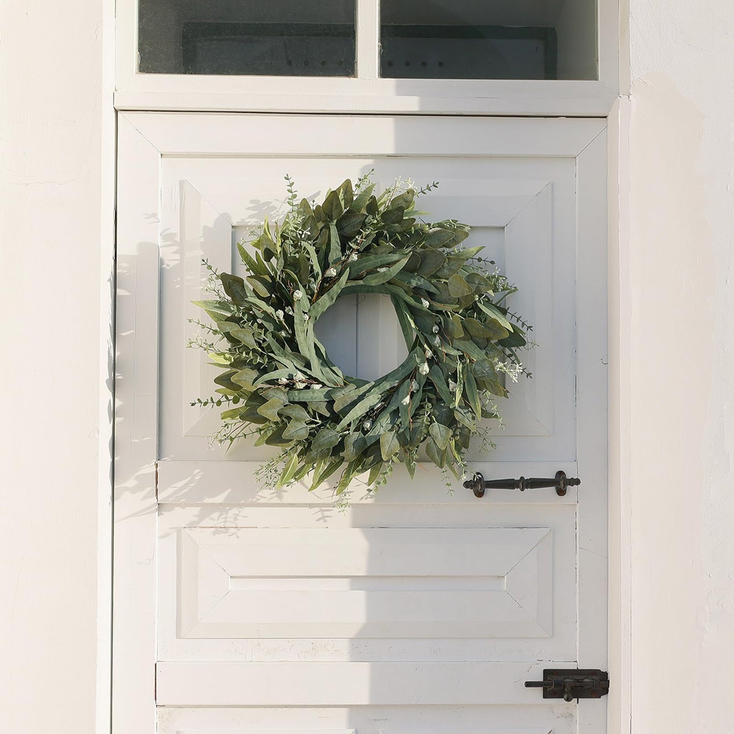 26" Eucalyptus Wreath for Front Door - Large Artificial Greenery Outdoor Wreath for Porch, Window,Farmhouse,Home,Holiday,Hanging Decor- Spring, Summer, Fall, All Seasons (Green)