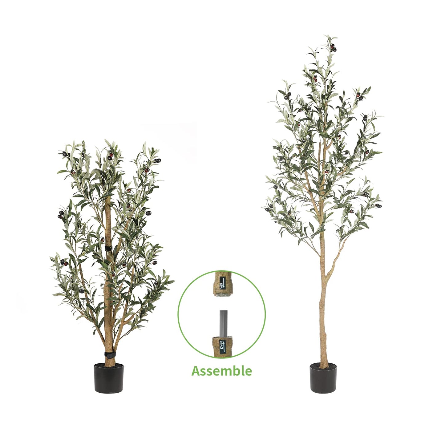 Realead 6ft Artificial Olive Tree, Tall Faux Olive Tree Plants, Fake Potted Olive Silk Tree with Branches and Fruits, Artificial Trees for Modern Home Office Living Room Floor Decor Indoor (72in)