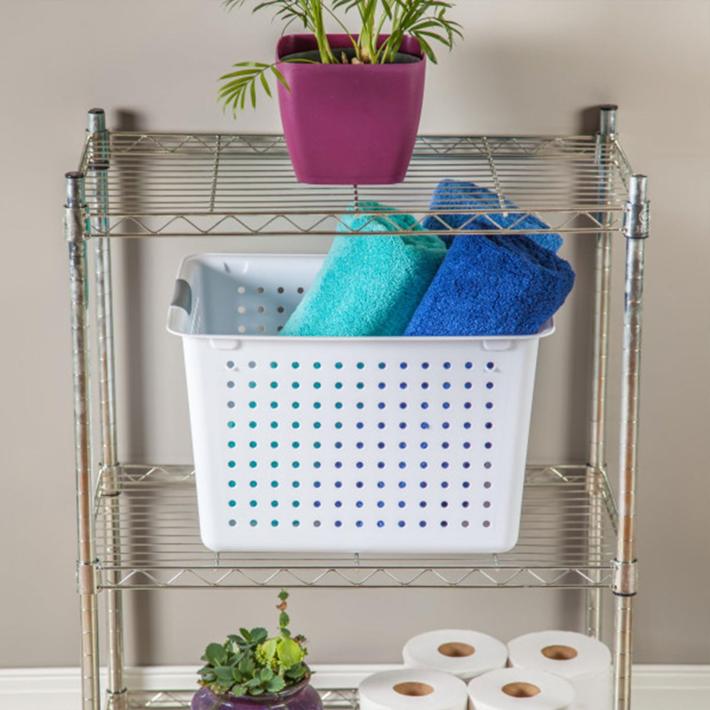 Sterilite Deep Ultra Basket, Open Storage Bin to Organize Closets, Cabinets, Pantry, Shelving and Countertop Space, White, 6-Pack