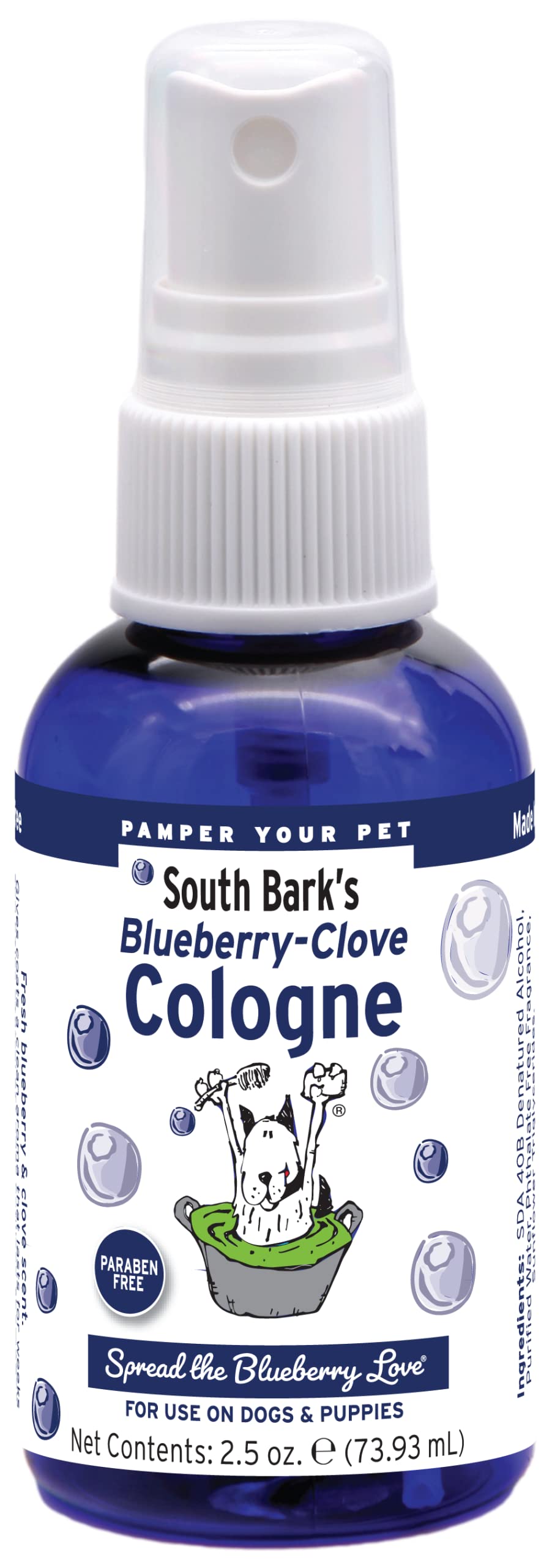 Showseason South Bark's Blueberry Clove Dog Cologne 2.5 oz | Dog Perfume Long Lasting | Deodorizing Spray