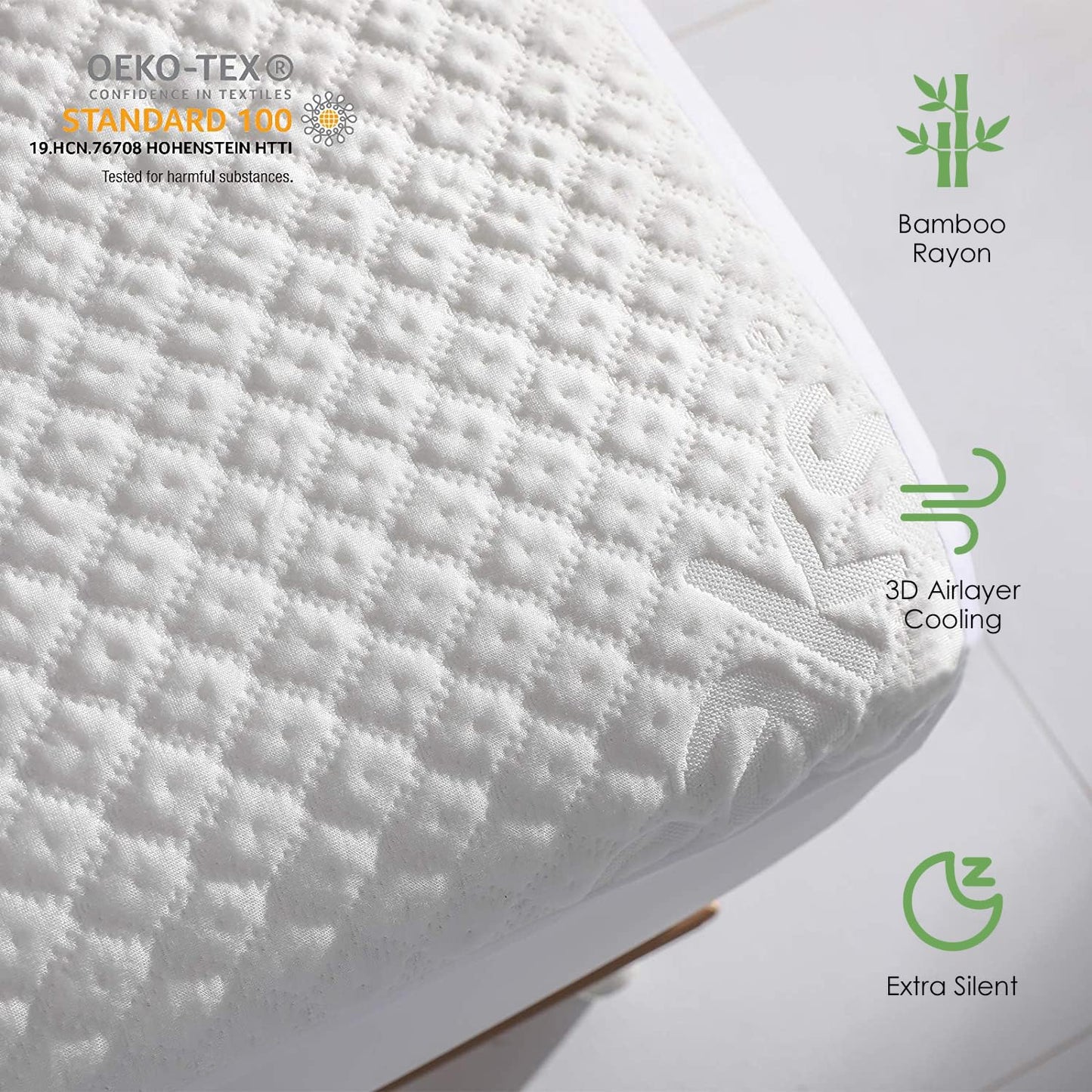 King Size Waterproof Mattress Protector Rayon from Bamboo Cooling Fitted Mattress Pad Cover with Deep Pocket Up to 18''