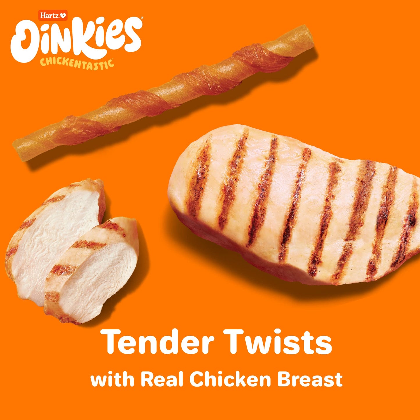 Hartz Oinkies Tender Twists with Real Chicken Breast Rawhide-Free Dog Treats, Highly Digestible Dog Chews, 36 Count