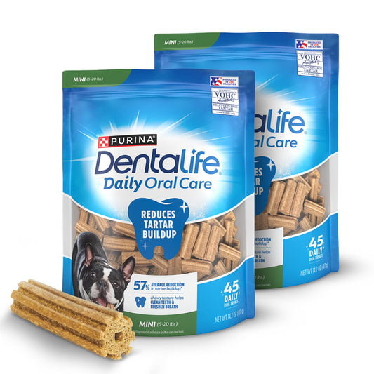 Dentalife DentaLife Oral Care Small and Toy Breed Mini Adult Dog Chew Treats , (Pack of 2) 90 Treats Total
