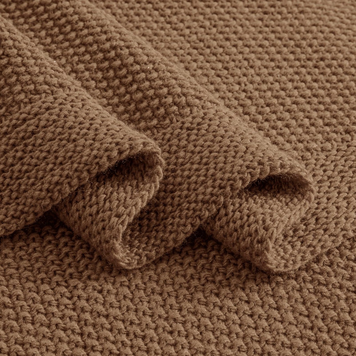 CozeCube Caramel Brown Throw Blanket for Couch, Soft Cozy Cable Knit Throw Blanket for Bed Sofa Living Room, Lightweight Warm Farmhouse Christmas Knitted Throw Blanket, 50"x60", Light Brown