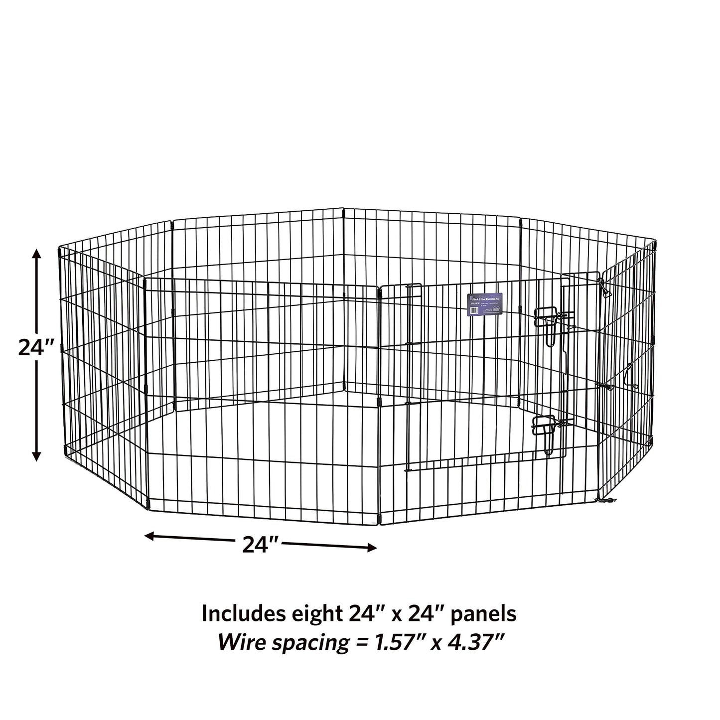 MidWest Homes for Pets Foldable Metal Dog Exercise Pen / Pet Playpen, Black w/ door, 24'W x 24'H