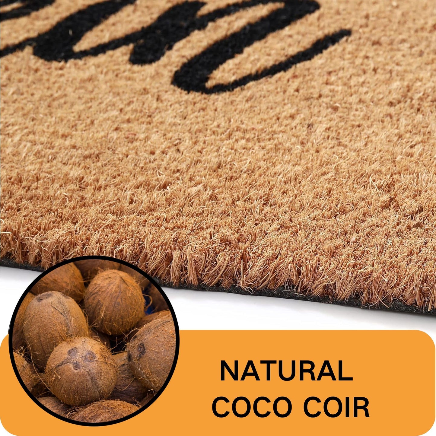 Halloween Door Mat Combo Set, Boo Ghost Coco Coir Welcome Doormat + 28" x 43" Black and White Plaid Rug, Autumn Halloween Front Porch Entryway Decor Floor Mat