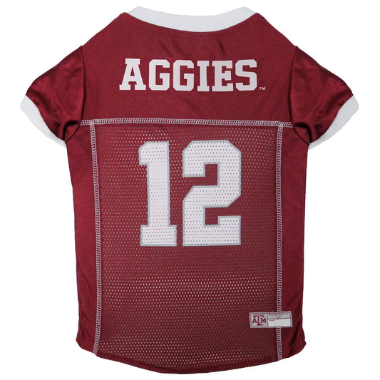 Pets First NCAA College TEXAS A&M Aggies Mesh Jersey for DOGS & CATS, Size Medium, Licensed Dog Jersey with your Favorite Football/Basketball College Team