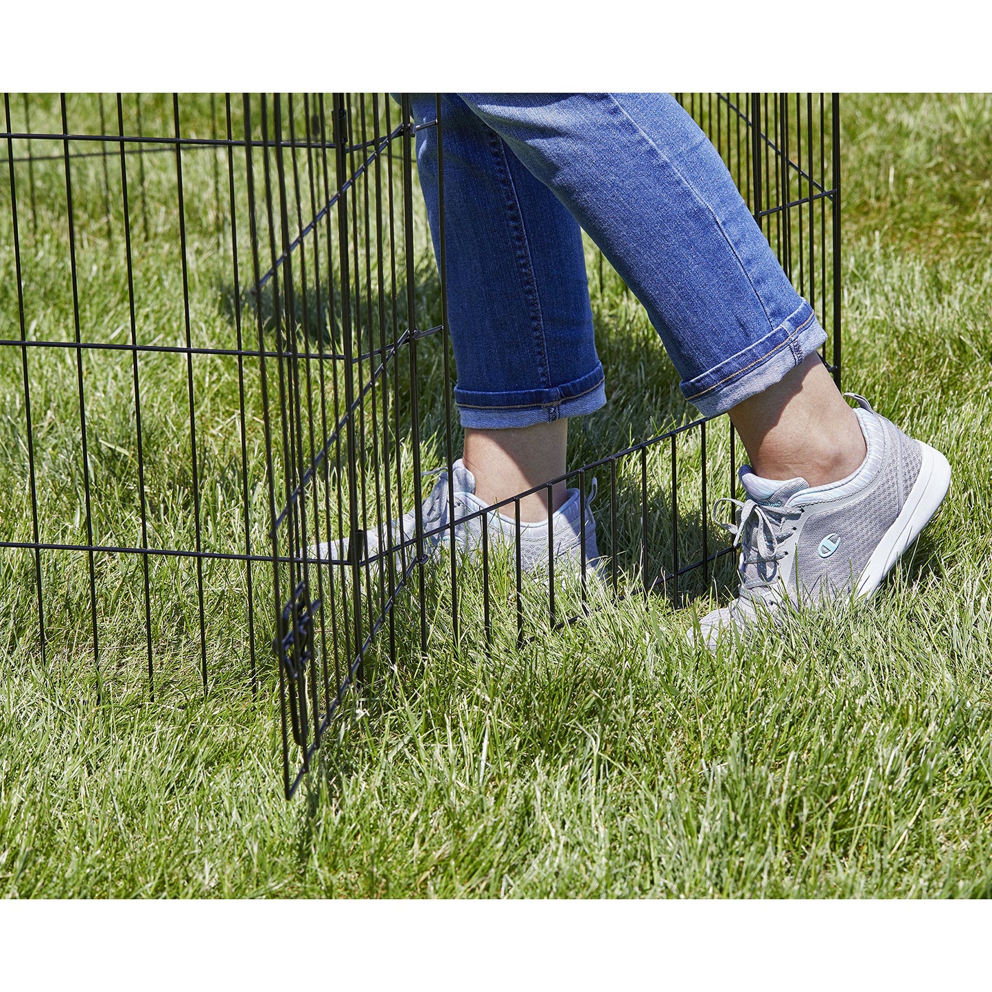 MidWest Homes for Pets Foldable Metal Dog Exercise Pen / Pet Playpen, Black w/ door, 24'W x 24'H